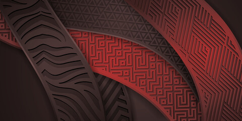 Poster - 3D modern abstract presentation background with Luxury paper cut background