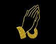 Pray hands faith Golden Glitter Icon Logo Symbol illustration