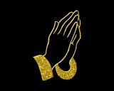 Fototapeta Londyn - Pray hands faith Golden Glitter Icon Logo Symbol illustration