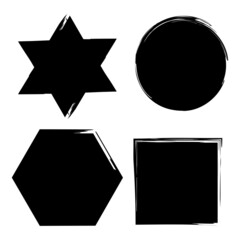 Poster - Ink geometric figures. Grunge style. Abstract shape. Hand drawn. Simple design. Vector illustration. Stock image.