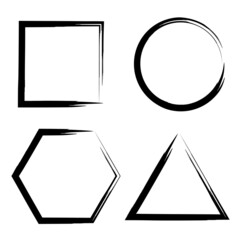 Poster - Ink geometric figures. Grunge style. Hand drawn. Abstract shape. Simple design. Vector illustration. Stock image.
