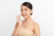 © kitthanes  - Beautiful young asian woman with clean fresh skin on white background, Face care, Facial treatment, Cosmetology, beauty and spa, Asian women portrait.