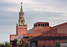 Spasskaya Tower Of The Moscow Kremlin And Lenin's Mausoleum