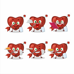 Poster - happy cupid love arrow waiter cartoon character holding a plate