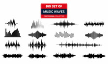 Vector Sound Waves Set Isolated On White Background Illustration 02. 