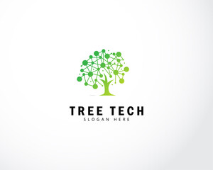 Fototapete - tech tree electrical circuit digital logo vector icon