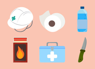 Canvas Print - disaster kit icons