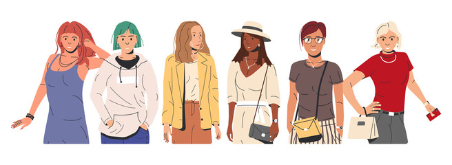 Wall Mural - Group of Fashion Female Characters.