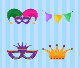 Sticker - set mardi gras