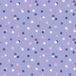 Very peri polka dot pattern. Seamless dotted pattern violet circles. Confetti lily abstract graphic repeated background. Hand drawn geometric repeated paper Birthday. Cute polka dots illustration.