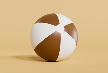 Wall Mural - Brown beach ball on brown background. 3D rendering.