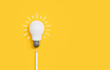 Light bulb and pencil on yellow background, business creativity and inspiration concepts, motivation for success.think big ideas, 3d rendering