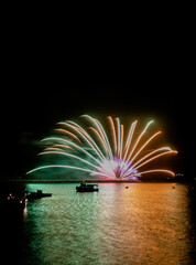 Poster - A view of huge colorful British firework championships over the harbor in Plymouth, England