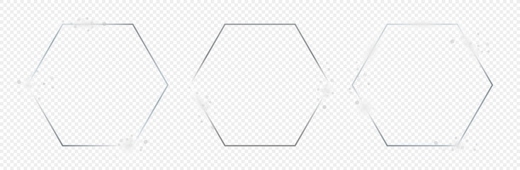 Wall Mural - Silver glowing hexagon frame