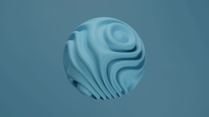 Poster - Loop 3d animation of continuous movement of bends, wavy relief on a blue sphere. Nice 3d desktop wallpaper, animated antistress screensaver.