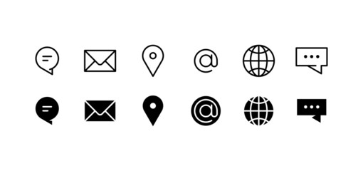 Wall Mural - business card contact icon. contact information icons for business card. contact icon set. flat styl