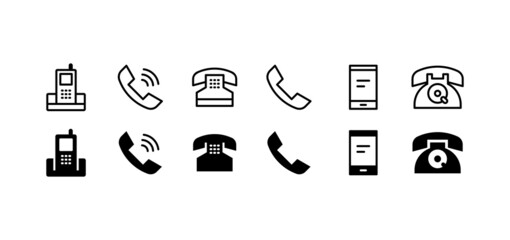 Wall Mural - phone icon set. call sign. telephone symbol. business card. flat style