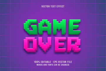 Game Over text, editable font effect