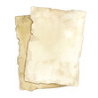Watercolor illustration of old paper sheets isolated on white background.