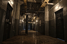 Bars And Empty Prison Corridors