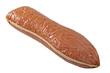 Meat product. Delicious smoked salami sausage. Isolation on white.