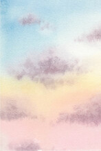 Watercolor Cloudy Dusk Sky Illustration