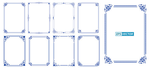 set of vintage decorative frames or vintage rectangle ornaments or calligraph frame retro style or decorative border concept. eps vector