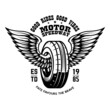© liubov - Motor speedway.Tshirt print template with winged wheel. Vector illustration