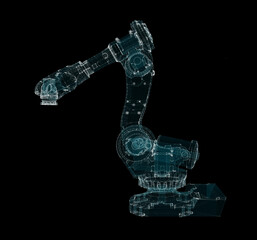 Poster - Industrial Robotic Arms Hologram. Interface element