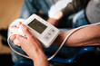 People check blood pressure and heart rate with digital measurement. Healthcare people concept