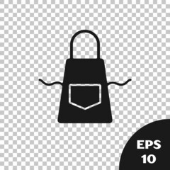 Sticker - Black Kitchen apron icon isolated on transparent background. Chef uniform for cooking. Vector