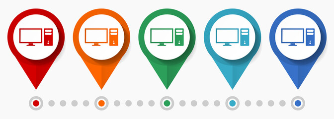 Aufkleber - Computer concept vector icon set, flat design pointers, infographic template