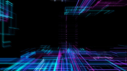 Poster - Digital Cyberspace with Particles. Techology background