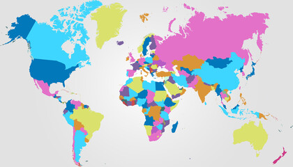  World map. Color vector modern. Silhouette map	