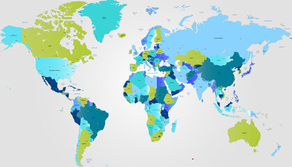  World map. Color vector modern. Silhouette map	