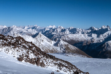 Wall Mural - Greater Caucasus is the major mountain range of the Caucasus Mountains. View from Mount Elbrus on a clear day