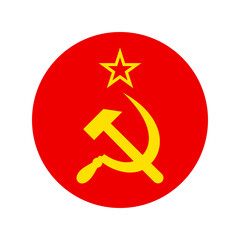 Canvas Print - Sickle and hammer with star graphic icon. Element flag of USSR in the red circle isolated on white background. Symbol of communism. Vector illustration