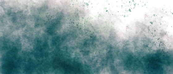 Wall Mural - light sea green sky gradient watercolor background with clouds texture	
