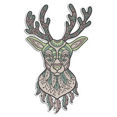 Poster - Deer head sticker with abstract patterns