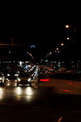 Canvas Print - Traffic at night in the city