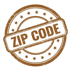 zip code text on brown grungy vintage round stamp.
