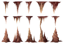 Stalactites And Stalagmites Collection Vector Illustration Natural Growths And Mineral Formations