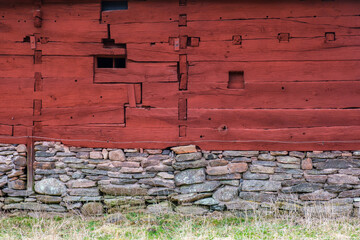 Poster - Red timbered old house with stones