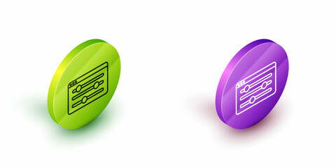 Poster - isometric line browser setting icon isolated on white background. adjusting, service, maintenance, r