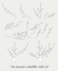 Wall Mural - Tree branches silhouette vector set	