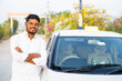 © WESTOCK - Happy confident cab driver with crossed arms standing next to car by looking at camera - concept of self-employed, positive emotion and profesional occupation.