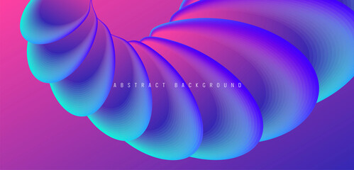 Wall Mural - Abstract background with 3d smooth circle shapes moving in a row and creating wave