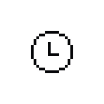 pixel clock icon  vector  pixel art element for 8 bit game