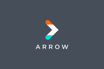 Poster - Right Arrow Logo. Colorful Geometric Shape Arrow Icon isolated on Dark Background. Flat Vector Logo Design Template Element for Business and Technology Logos.