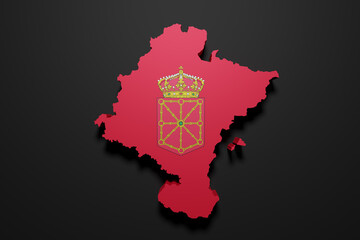 Wall Mural - 3d Navarra region flag and map